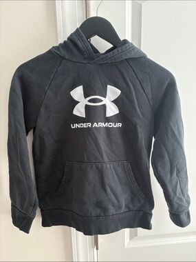 Under Armour Black Hoodie with White Logo for Kids